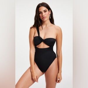 Good American Bali One-Piece Swimsuit Cutout Stretch Black